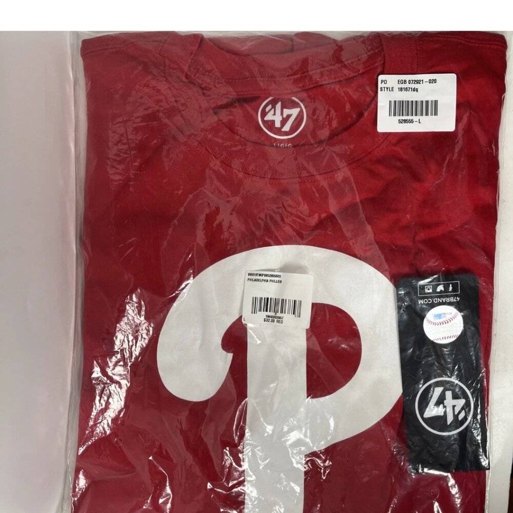 Philadelphia Phillies Red “P” Logo Tee ’47 Brand NWT Size L MLB - Picture 2 of 6